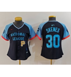 Women National League 30 Paul Skenes Navy 2024 All Star Limited Stitched Baseball Jersey 3