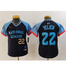 Youth National League 22 Christian Yelich Navy 2024 All Star Limited Stitched Baseball Jersey 5