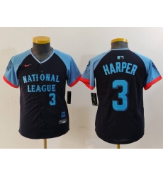 Youth National League 3 Bryce Harper Navy 2024 All Star Limited Stitched Baseball Jersey 2