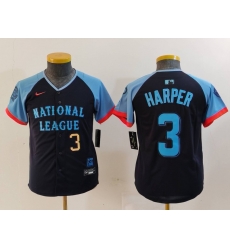 Youth National League 3 Bryce Harper Navy 2024 All Star Limited Stitched Baseball Jersey 3