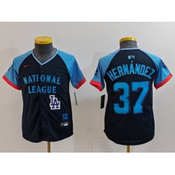 Youth National League 37 Teoscar Hernandez Navy 2024 All Star Limited Stitched Baseball Jersey 2