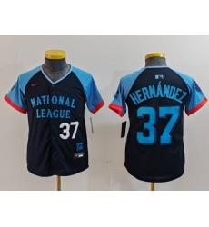 Youth National League 37 Teoscar Hernandez Navy 2024 All Star Limited Stitched Baseball Jersey 5