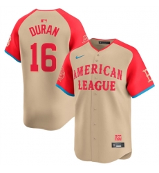 Men American League 16 Jarren Duran Cream 2024 All Star Limited Stitched Baseball Jersey