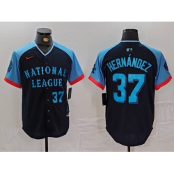 Men National League 37 Teoscar Hernandez Navy 2024 All Star Limited Stitched Baseball Jersey 3