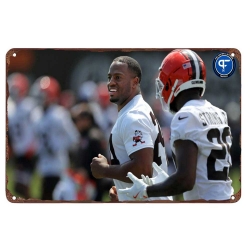 Cleveland Browns Aluminum Sign 8x12 Inch Nick Chubb 001