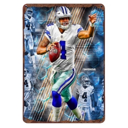 Dallas Cowboys Aluminum Sign 12x8 Inch Dak Prescott 003