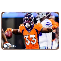 Denver Broncos Aluminum Sign 12x8 Inch Javonte Williams 002