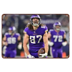 Minnesota Vikings Aluminum Sign 12x8 Inch T.J. Hockenson 001