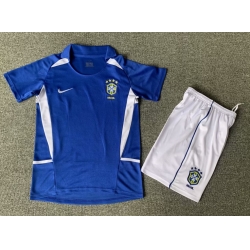 Youth Retro Soccer Jerseys Brazil Blue 2002