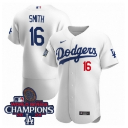 Youth Nike Los Angeles Dodgers Will Smith #16 White Flex Base 2024 World Series Champions Stitched MLB Jersey