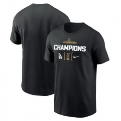 Men Los Angeles Dodgers Black 2024 World Series Champions Trophy T Shirt