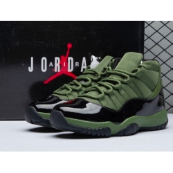 Men Air Jordan 11 Green Black Basketball Shoes