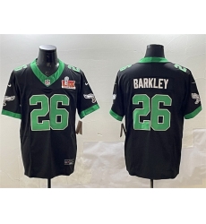 Men Philadelphia Eagles 26 Saquon Barkley Black 2025 Super Bowl LIX Patch F U S E  Vapor Untouchable Limited Stitched Football Jersey