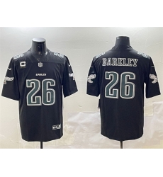 Men Philadelphia Eagles 26 Saquon Barkley Black Fashion With 3 Star C Patch Vapor Untouchable Limited Stitched Football Jersey