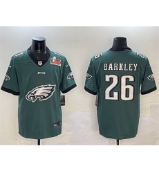 Men Philadelphia Eagles 26 Saquon Barkley Green 2025 Super Bowl LIX Patch Team Big Logo Vapor Untouchable Limited Stitched Football Jersey