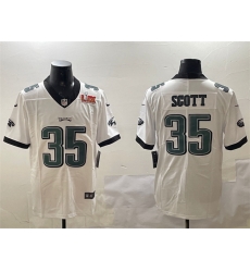 Men Philadelphia Eagles 35 Boston Scott White 2025 Super Bowl LIX Patch Vapor Untouchable Limited Stitched Football Jersey