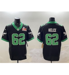 Men Philadelphia Eagles 62 Jason Kelce Black 2025 Super Bowl LIX Patch F U S E  Vapor Untouchable Limited Stitched Football Jersey