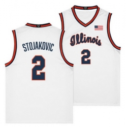 Men Illinois Fighting Illini  2 Andrej Stojakovic White Stitched Basketball Jersey