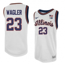 Men's #23 Keaton Wagler Illinois Fighting Illini College Basketball Jersey White