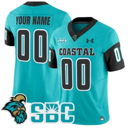 Men Coastal Carolina Chanticleers ACTIVE PLAYER Custom Teal 2025 F U S E  Vapor Limited Stitched Football Jersey
