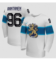 Men Finland Hockey 96 Mikko Rantanen White 2026 Away Stitched Jersey