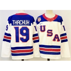 Men USA 19 Matthew Tkachuk White 2025 2026 Stitched Jersey