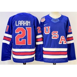 Men USA 21 Dylan Larkin Royal 2025 2026 Stitched Jersey