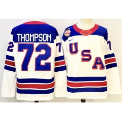 Men USA 72 Tage Thompson White 2025 2026 Stitched Jersey