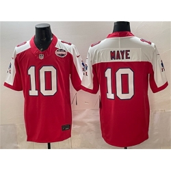 Men New England Patriots 10 Drake Maye Red Alternate F U S E  2025 AFC East Championship Patch Throwback Vapor Limited Stitched Football Jersey