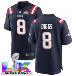 Men Women youth New England Patriots #8 Stefon Diggs 2025 2026 Super Bowl LX F U S E Stitched NFL Jersey Blue