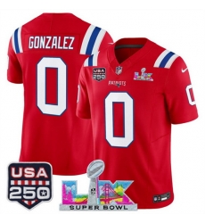Youth New England Patriots 0 Christian Gonzalez Red 2025 F U S E Super Bowl LX Patch And USA 250 27 Patch Vapor Limited Stitched Football Jersey Youth New England Patriots 0 Christian Gonzalez Red 2025 F U S E Super Bowl LX Patch And USA 250 27 Patch Vapor Limited Stitched Football Jersey