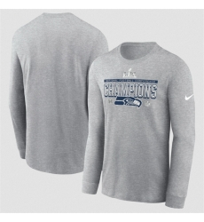 Men Seattle Seahawks Heather Gray 2025 NFC Champions Locker Room Trophy Collection Long Sleeve T Shirt Men Seattle Seahawks Heather Gray 2025 NFC Champions Locker Room Trophy Collection Long Sleeve T Shirt