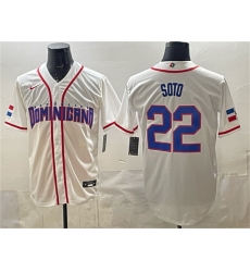 Men Dominican Republic Baseball  22 Juan Soto White 2026 World Baseball Classic Home Stadium Stitched Jersey