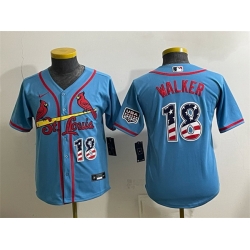 Youth St  Louis Cardinals  18 Jordan Walker Blue USA 250 Fourth of July Stitched Baseball Jersey