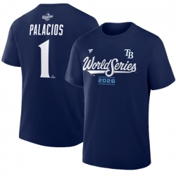 Men Tampa Bay Rays  1 Richie Palacios Navy 2026 World Series Name   Number T Shirt