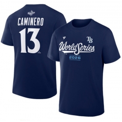 Men Tampa Bay Rays  13 Junior Caminero Navy 2026 World Series Big   Tall Name   Number T Shirt