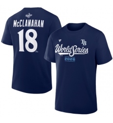 Men Tampa Bay Rays 18 Shane McClanahan Navy 2026 World Series Name Number T Shirt Men Tampa Bay Rays 18 Shane McClanahan Navy 2026 World Series Name Number T Shirt