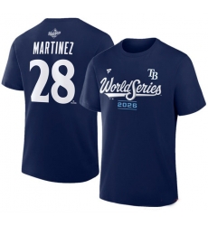 Men Tampa Bay Rays 28 Nick Martinez Navy 2026 World Series Name Number T Shirt Men Tampa Bay Rays 28 Nick Martinez Navy 2026 World Series Name Number T Shirt