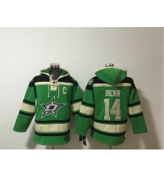 Men Dallas Stars  14 Jamie Benn Green Lace Up Pullover Hoodie