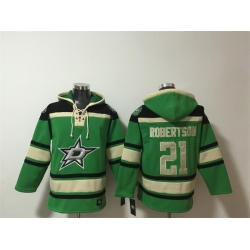 Men Dallas Stars  21 Jason Robertson Green Lace Up Pullover Hoodie