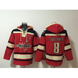 Men Washington Capitals 8 Alex Ovechkin Red Ageless Must Have Lace Up Pullover Hoodie
