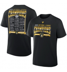 Men Milwaukee Brewers Black 2026 National League Champions Roster T Shirt Men Milwaukee Brewers Black 2026 National League Champions Roster T Shirt